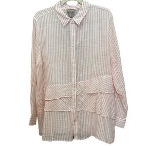 Cotton Striped Top, L-Xl Chicos Size 3